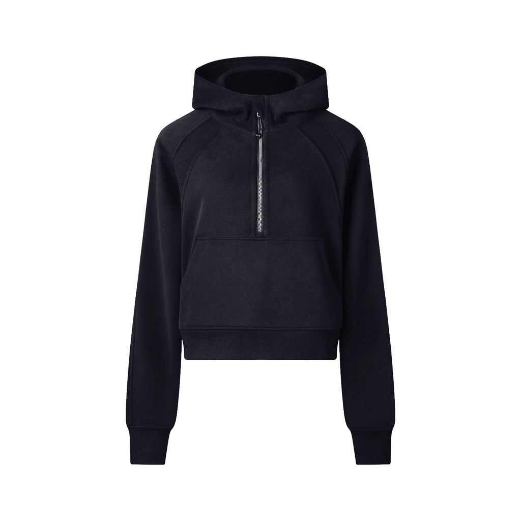 Women's Cropped Cotton Half-Zip Hoodie